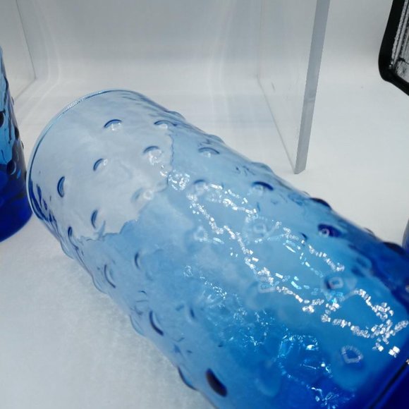 Libbey Cobalt Blue Hobnail Tumblers Glasses - Set of 4 - Mid Century Modern - Picture 4 of 4